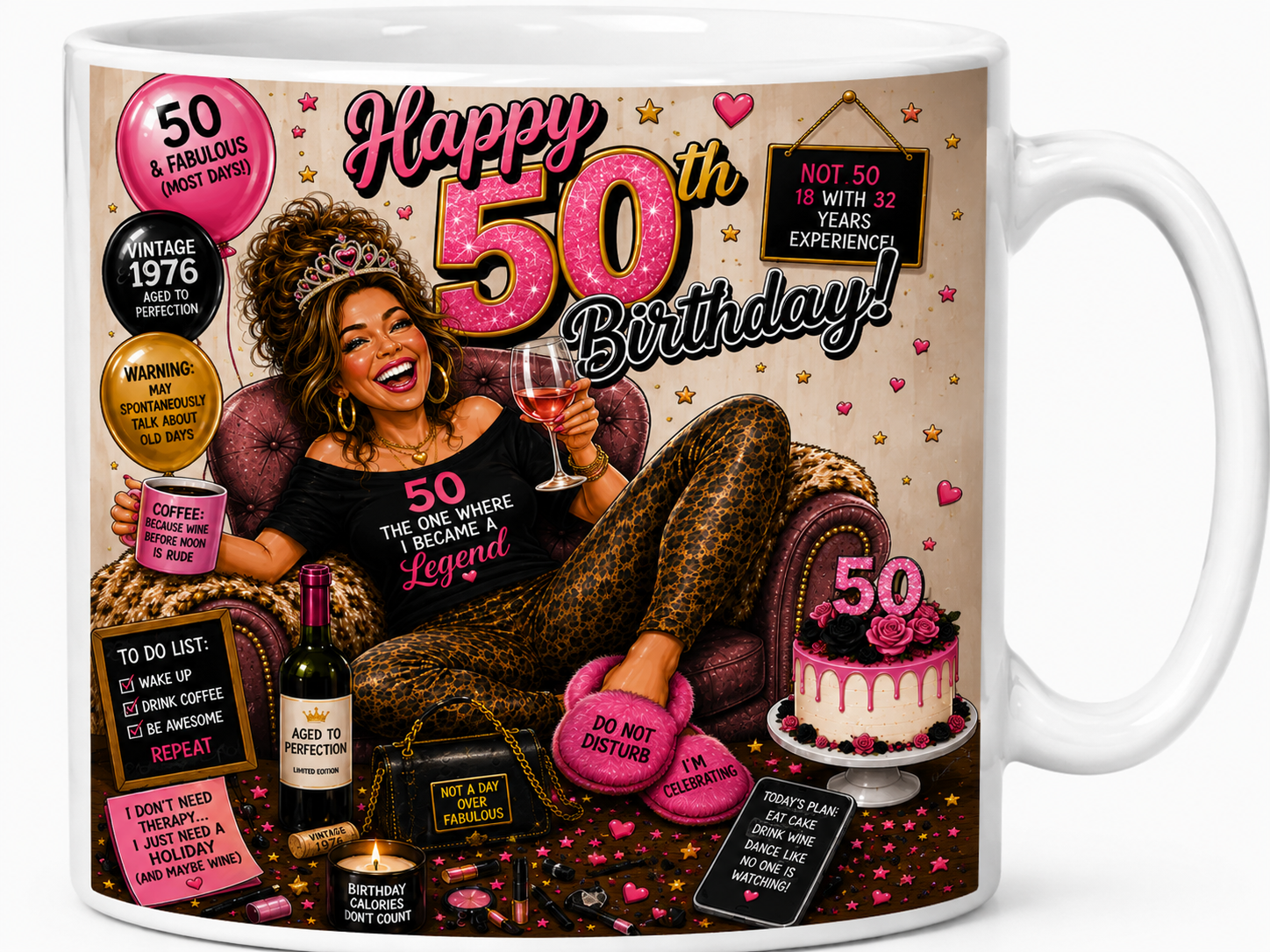 Personalised Female 50th Birthday Ceramic Mug