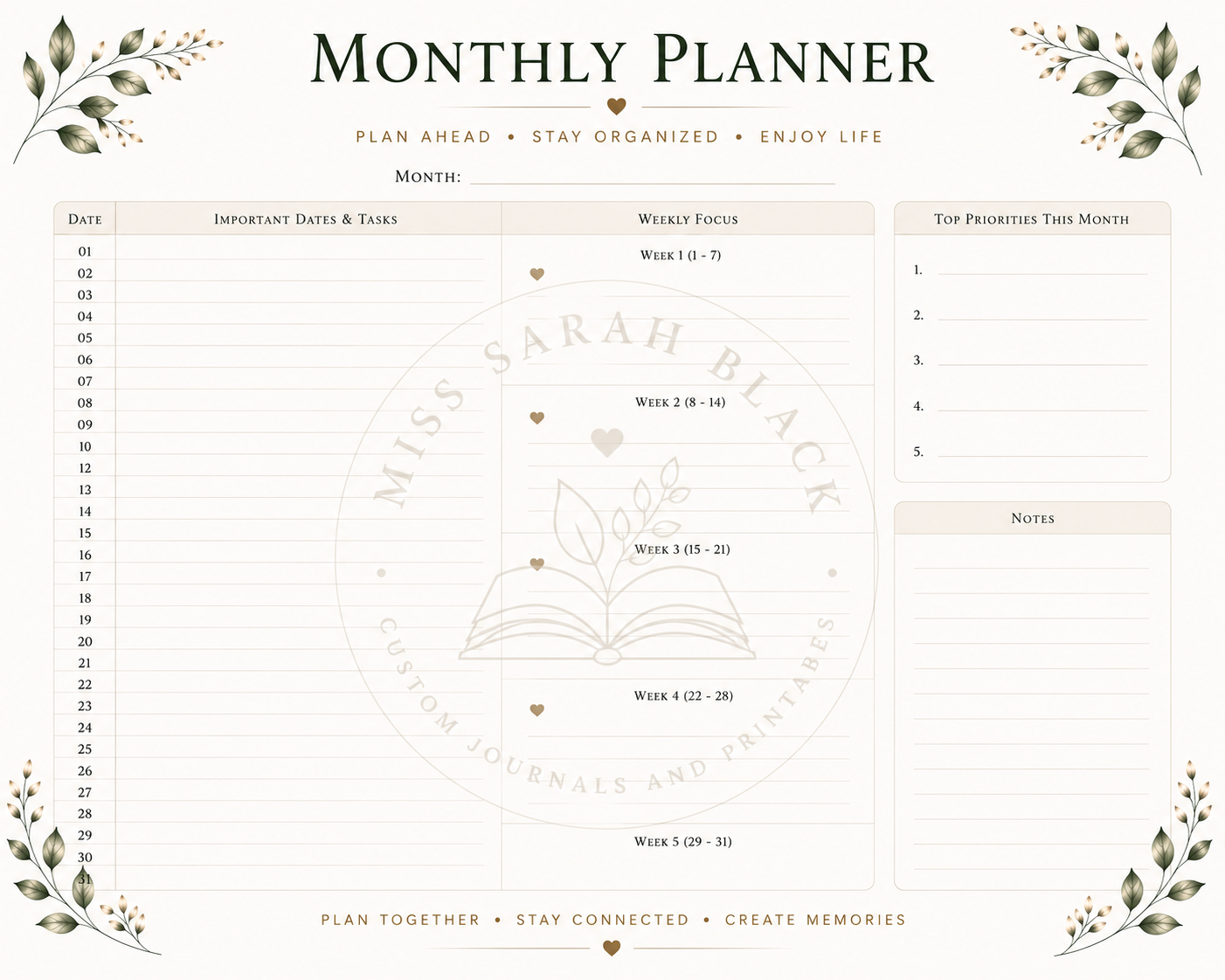 Monthly Planner - Complex Design