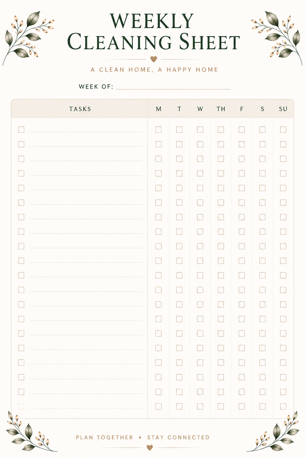 Weekly Cleaning Checklist