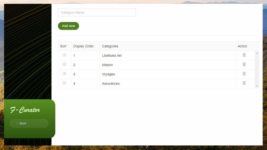 F-Curator - application hors ligne qui organise vos favoris Web