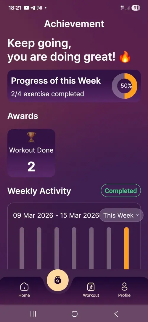 TransformFitAI app interface showing a flexible workout schedule that adapts to a user's busy life without resetting progress.