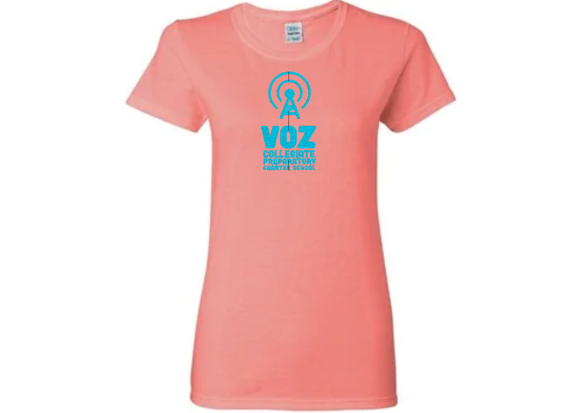 Ladies Adult 100% Cotton T-shirts with 6 Inch Voz Vertical Logo