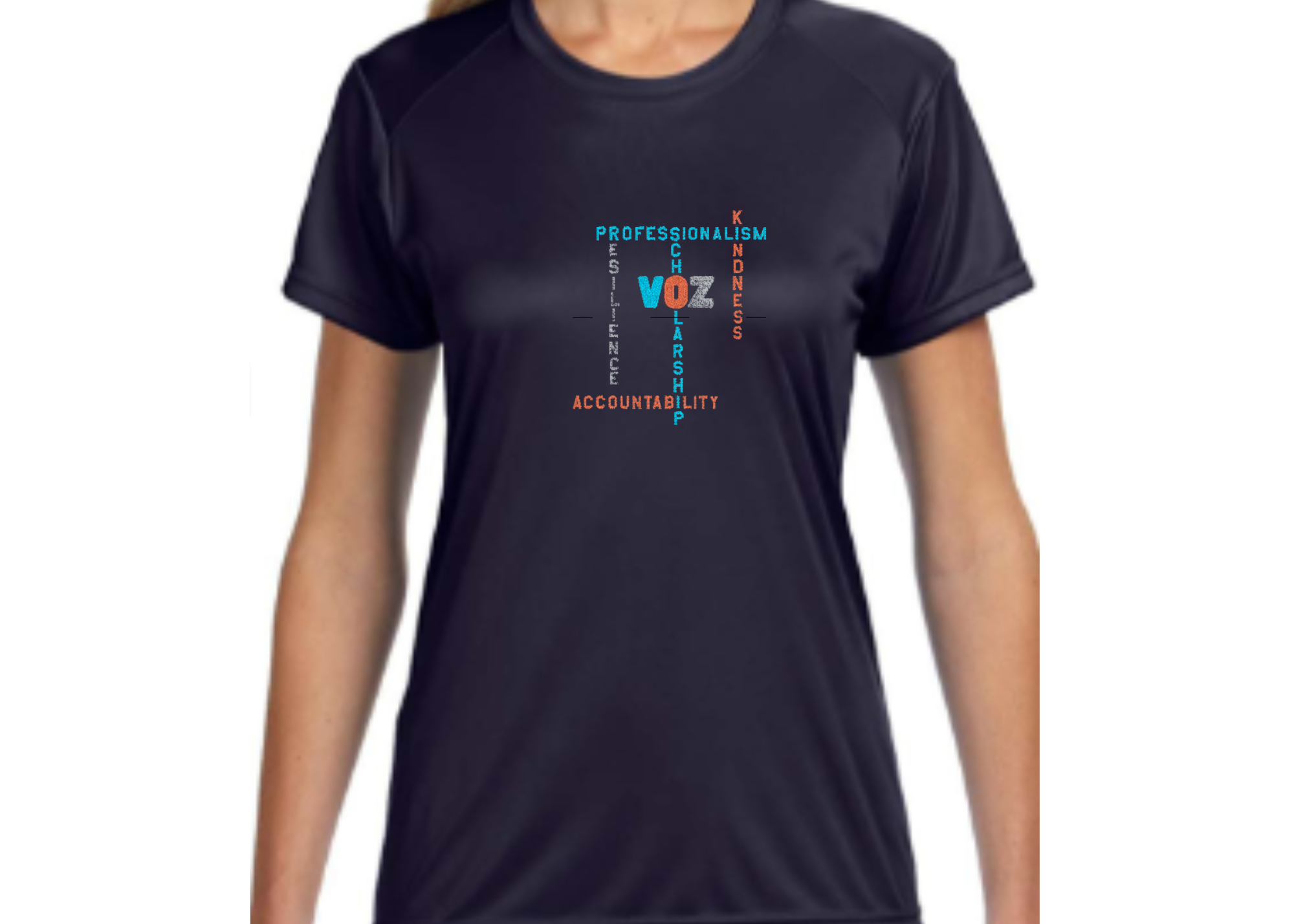 Ladies Adult Cooling Performance T-shirt with Voz Crossword 6 Inch Logo