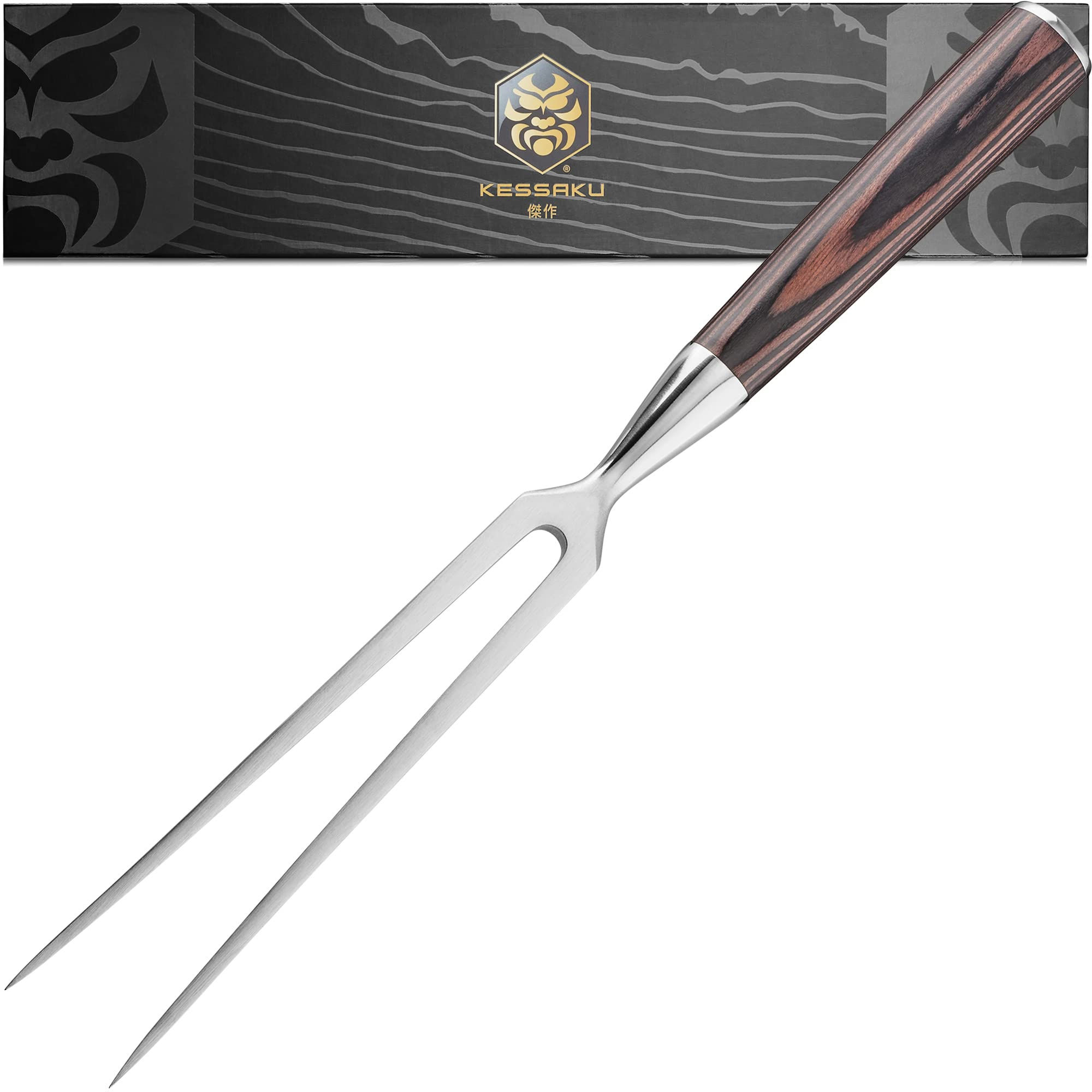 KESSAKU Meat Fork - 6 inch - Samurai Series - Dual-Prong Carving & BBQ Fork - Fo