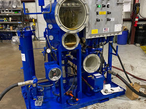 Vacuum Dehydration Oil Purification System being used to filter used cooking oil