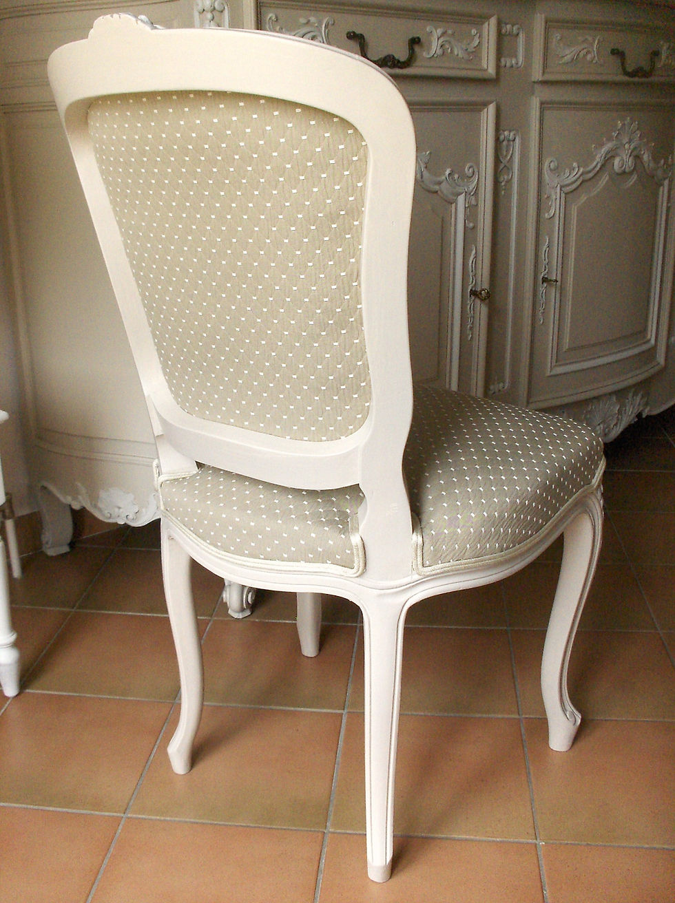 Miniature : Chaise tapissée ancienne, patinée lin chanvre, style Louis XV, en hêtre massif.