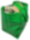 Thumbnail: Green 47L recycling bag with reinforced handles, filled with cardboard, made from heavy-duty laminated wipe-clean fabric