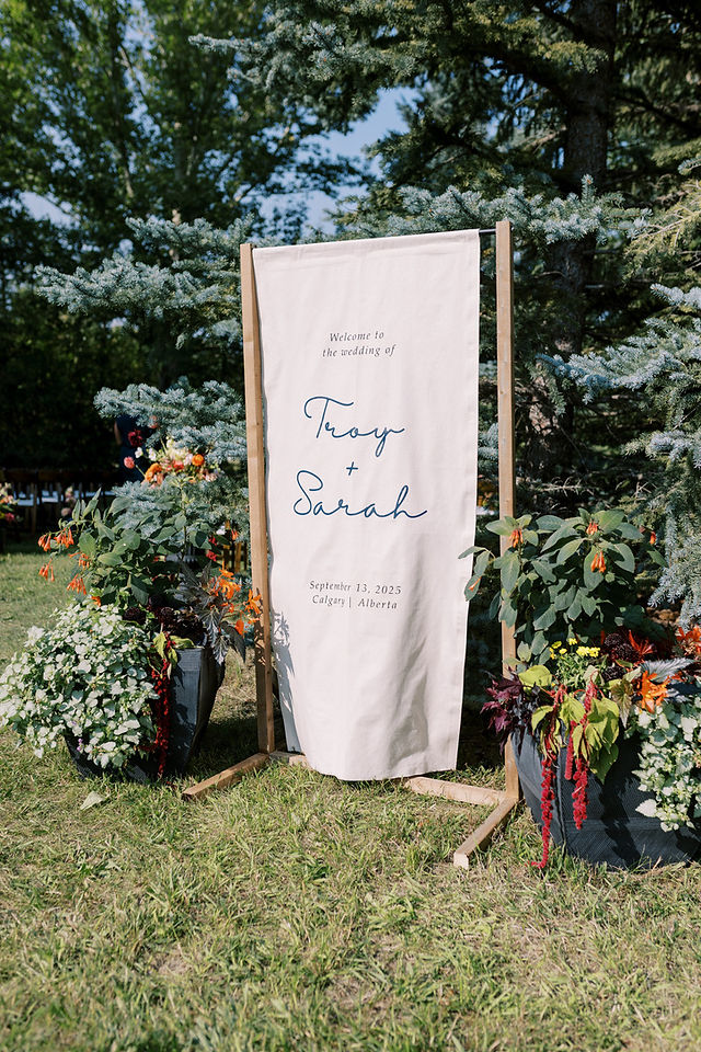 Linen wedding welcome sign