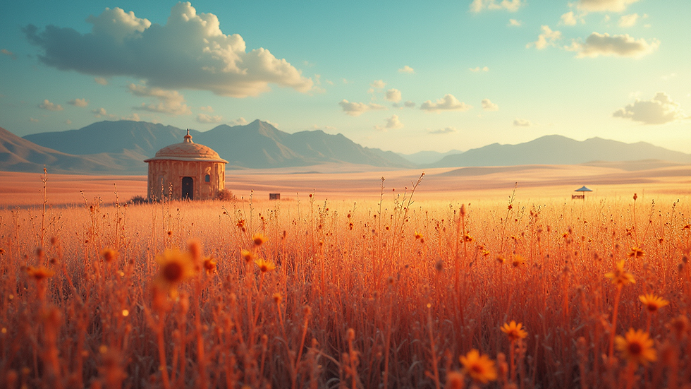Eye-level view of a vibrant digital landscape inspired by a famous painting