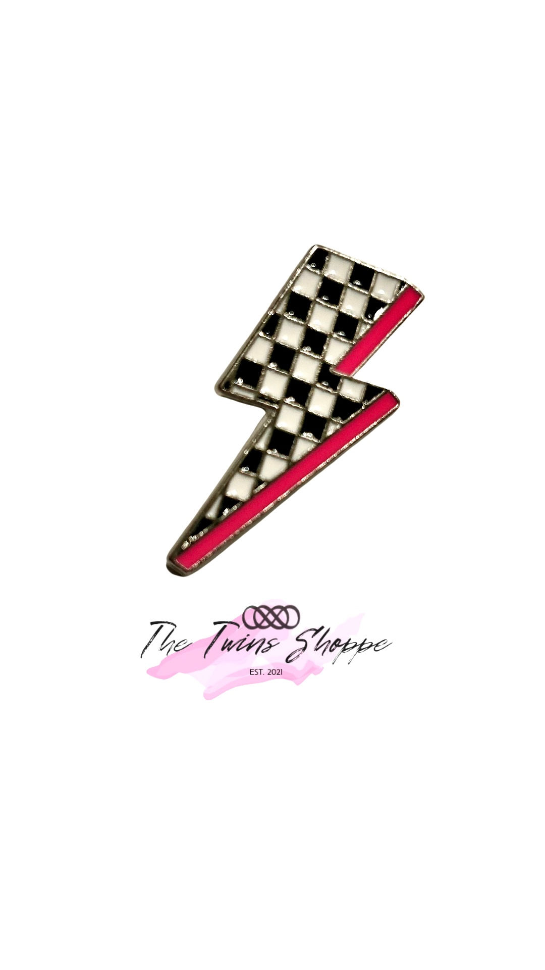 Checkered Lightening Bolt Hat Pin