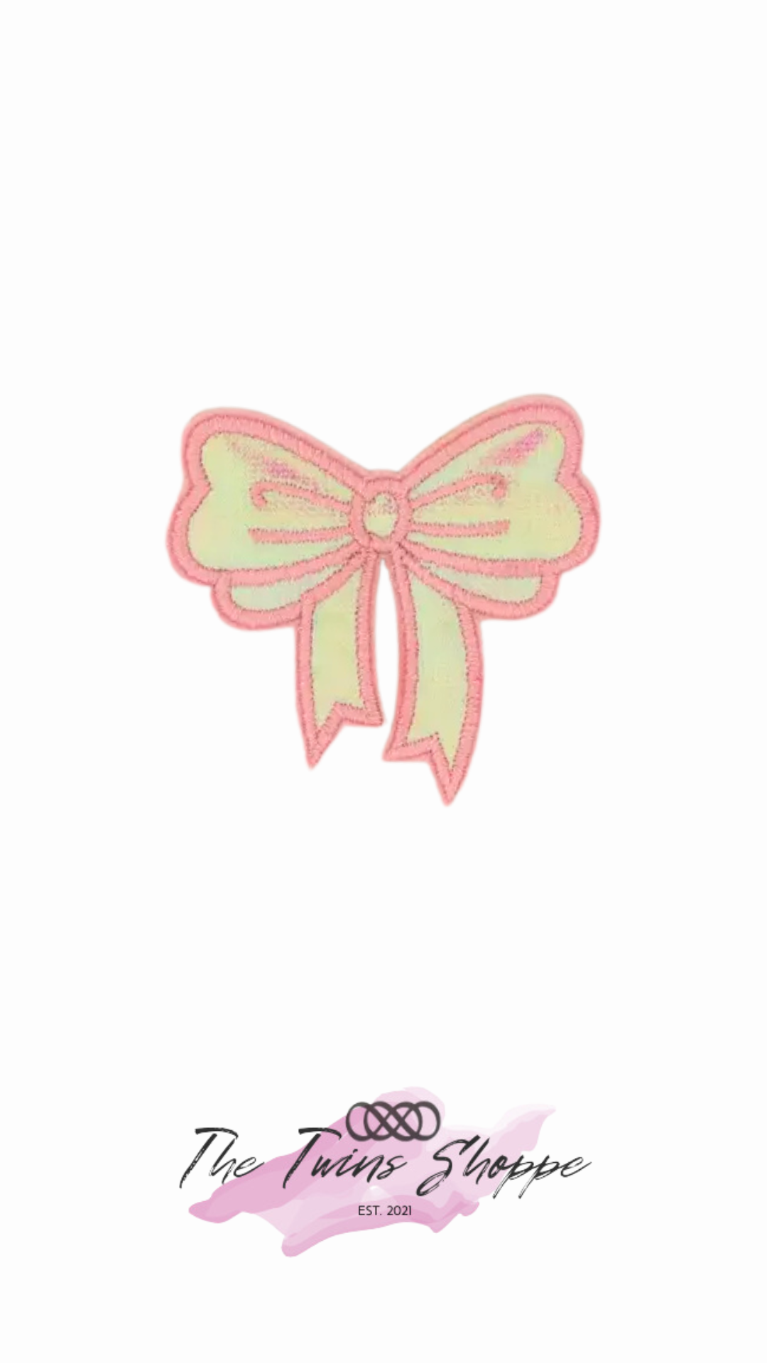 Iridescent Pink Bow Sticker Patch
