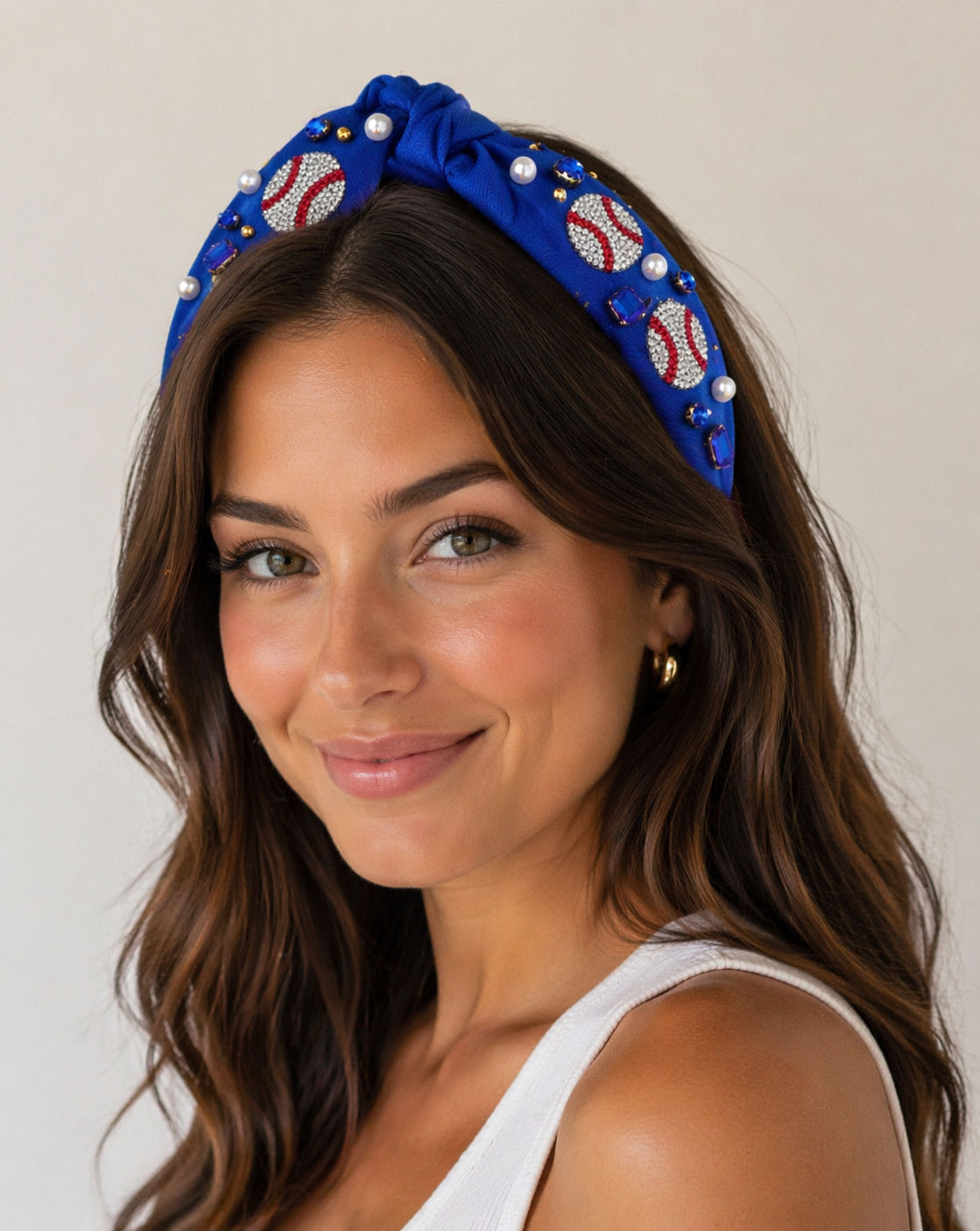 Blue Baseball Embellished Headband