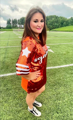 open lace back dress Orange Jersey Silver Sequin Sleeve Mermaid Prom Dress