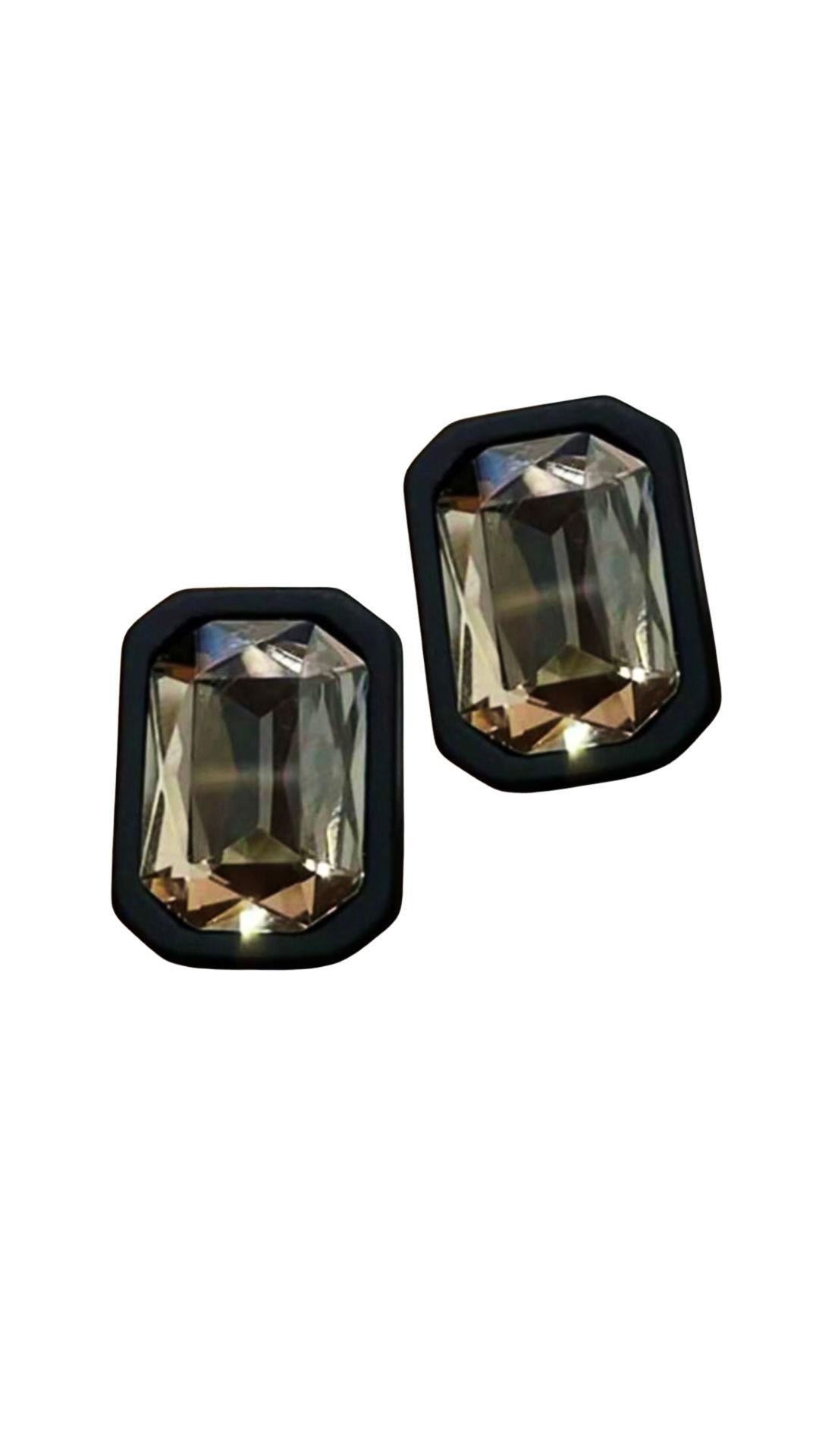 Black Faux Crystal Stud Earring 