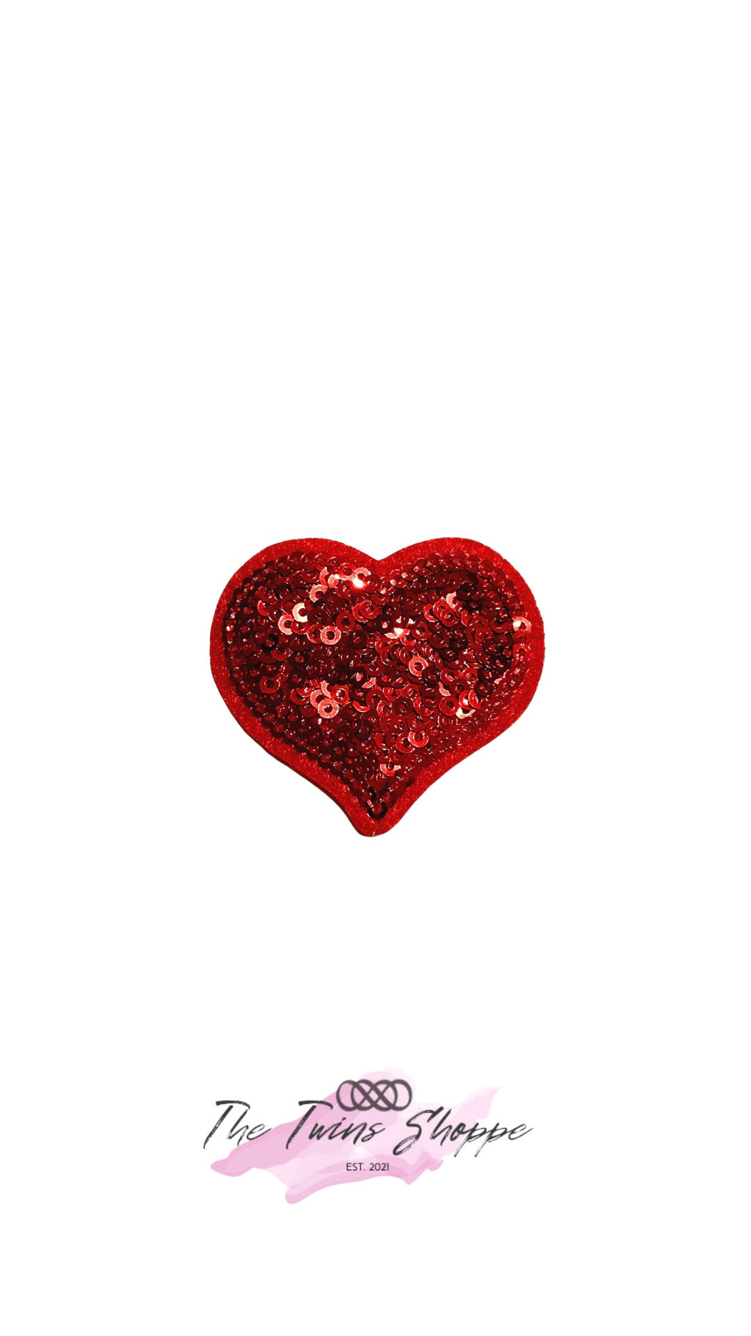 Sequin Red Heart Hat Patches