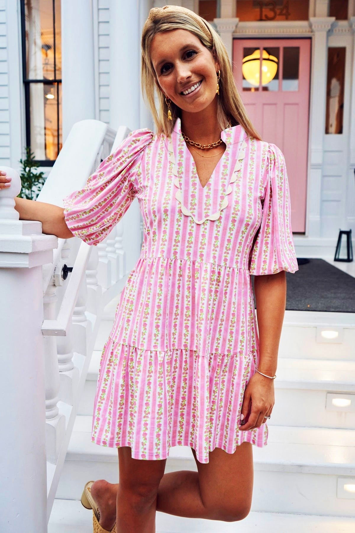 The Tory Dress Fruit Field Stripe by Smith and Quinn