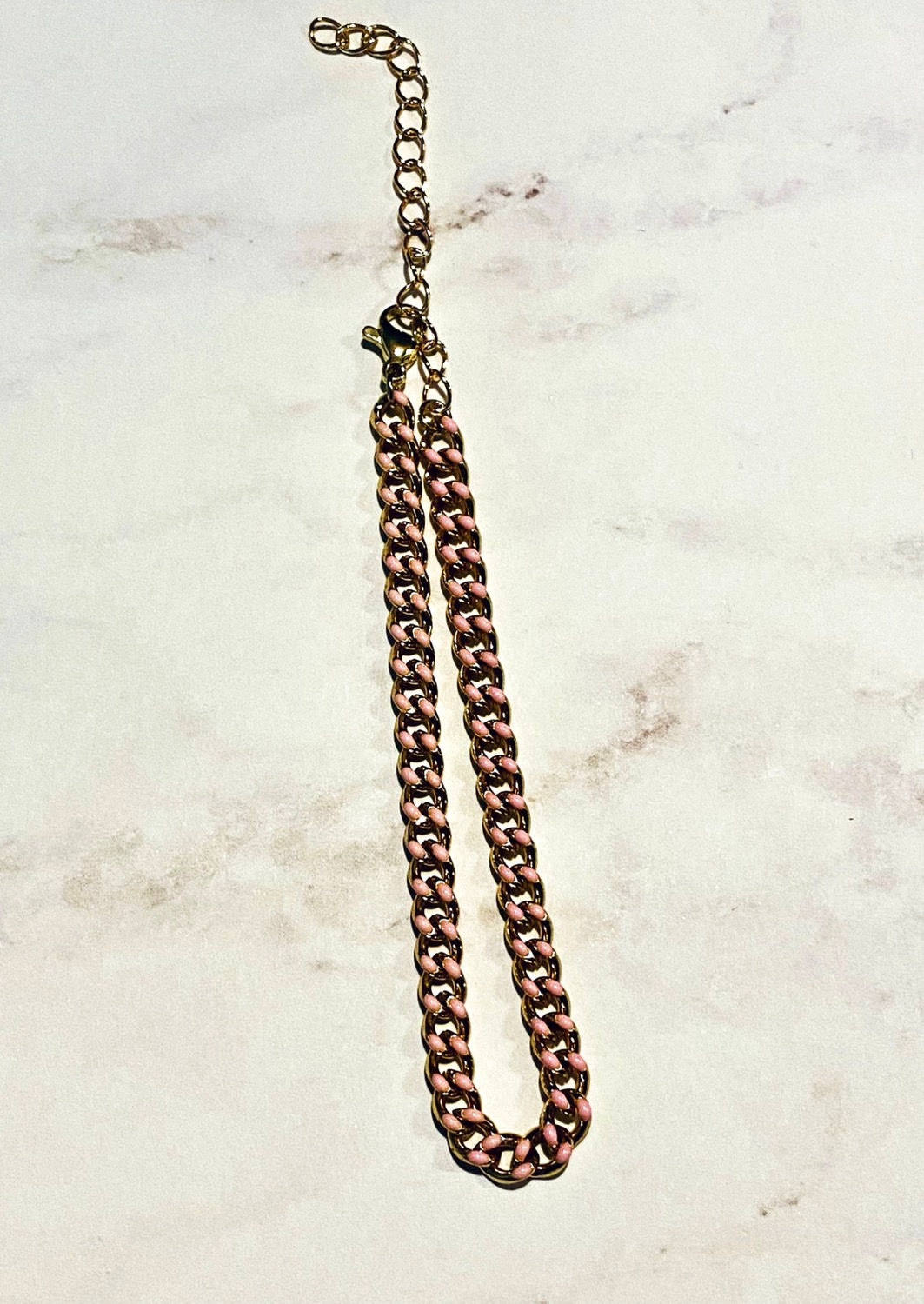 Pink Dainty Cuban Chain Bracelet by Lauren Kenzie