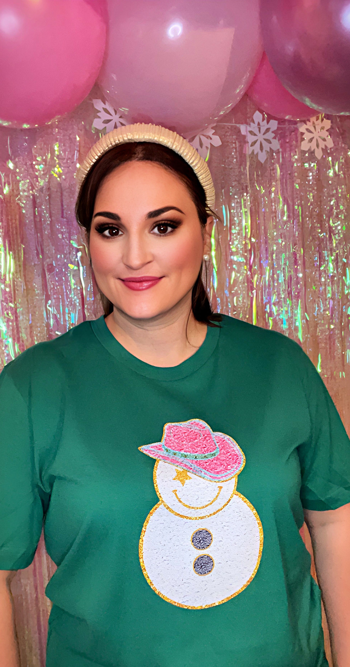 Western Snowman Embellished Short Sleeve T-Shirt