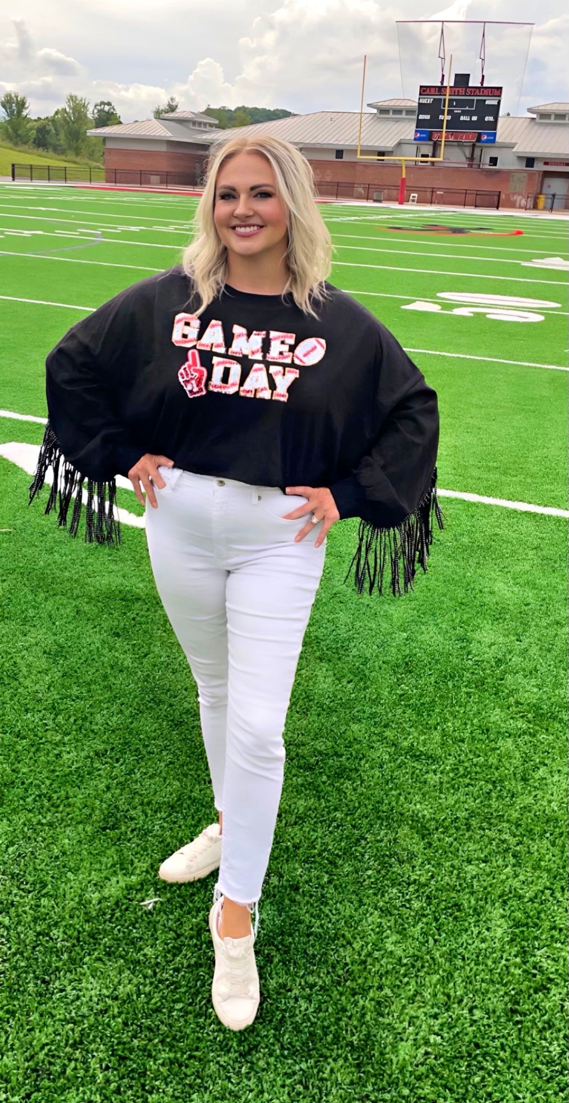 Friday Night Lights Cropped Fringe Sweatshirt 