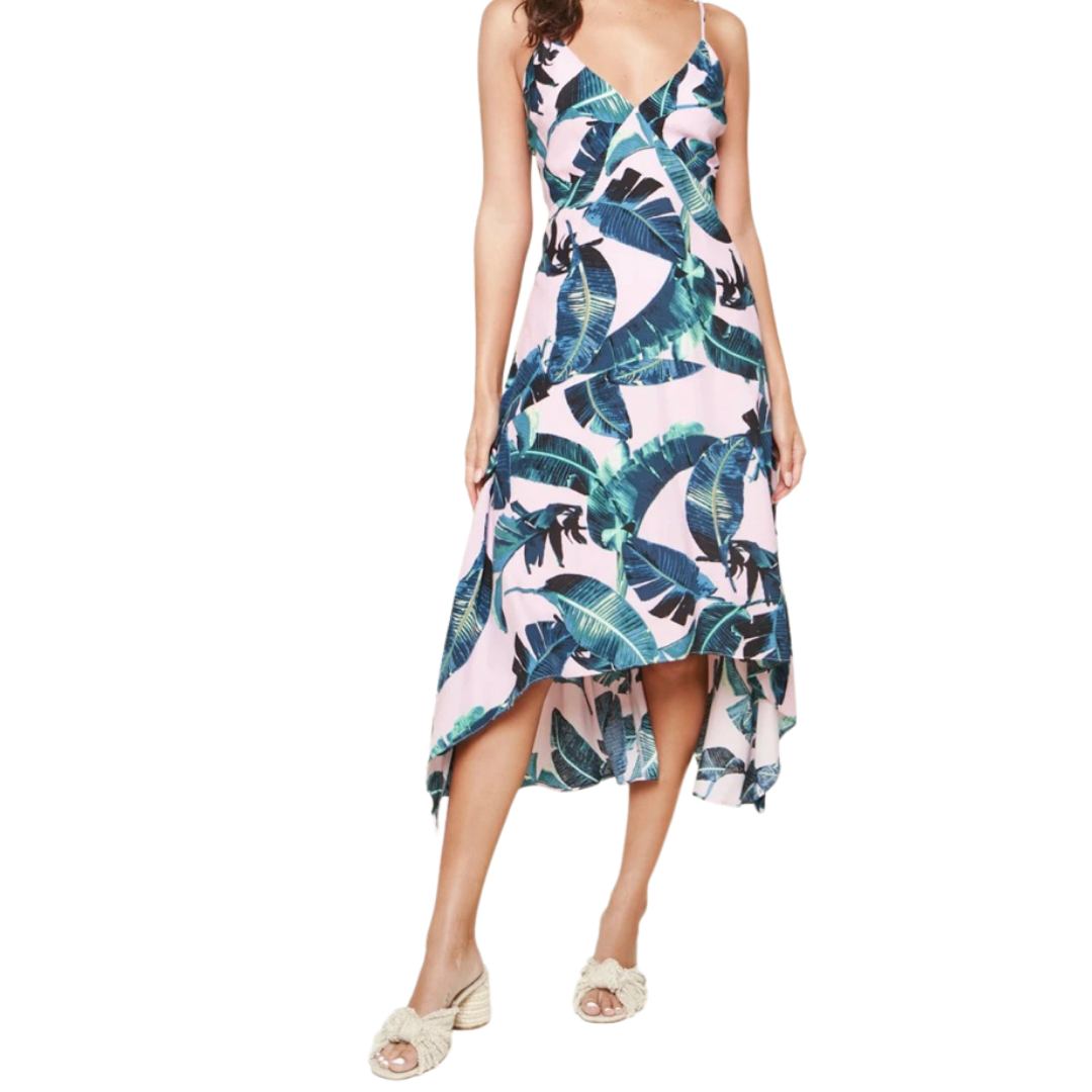 Tropical Dolce Print High Low Midi Dress