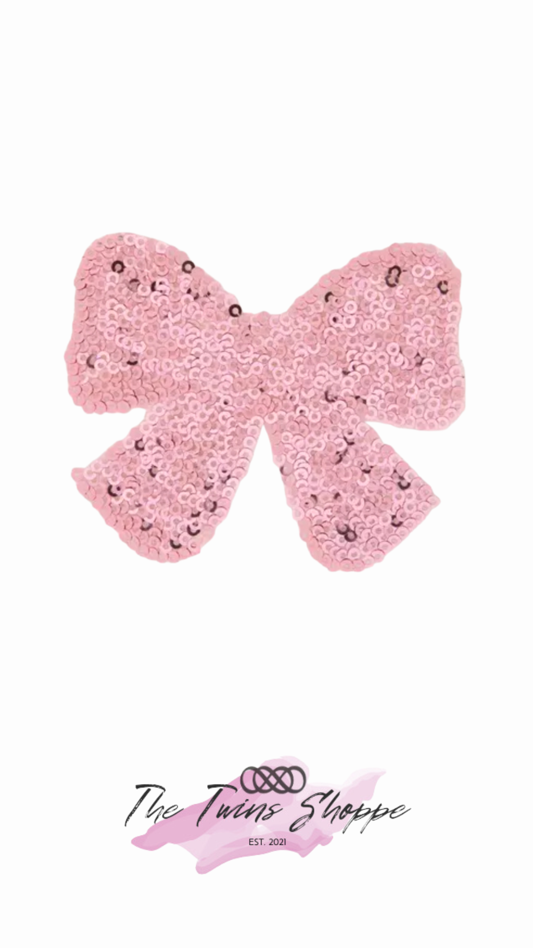 Pink Sequin Bow Iron On Patch