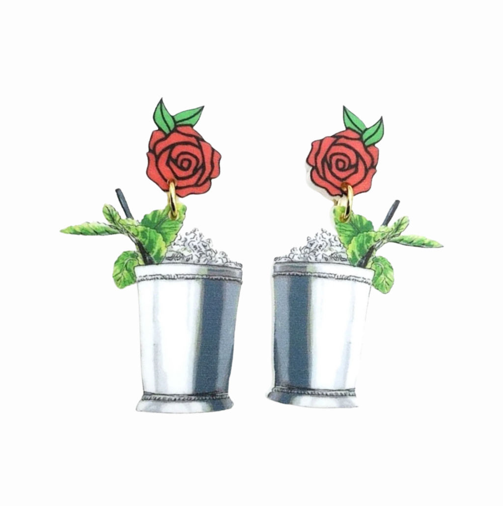 Derby Mint Julep Acrylic Drop Earrings