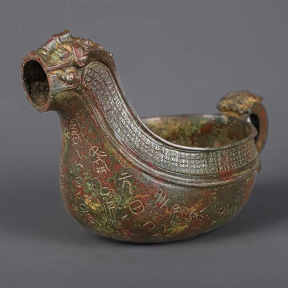 Western Zhou Bronze Animal Head Inscription Vessel