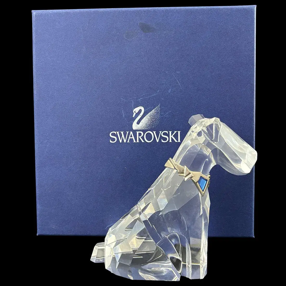 Swarovski Crystal Sitting Dog Figurine with Collar, Original Box & Certificate