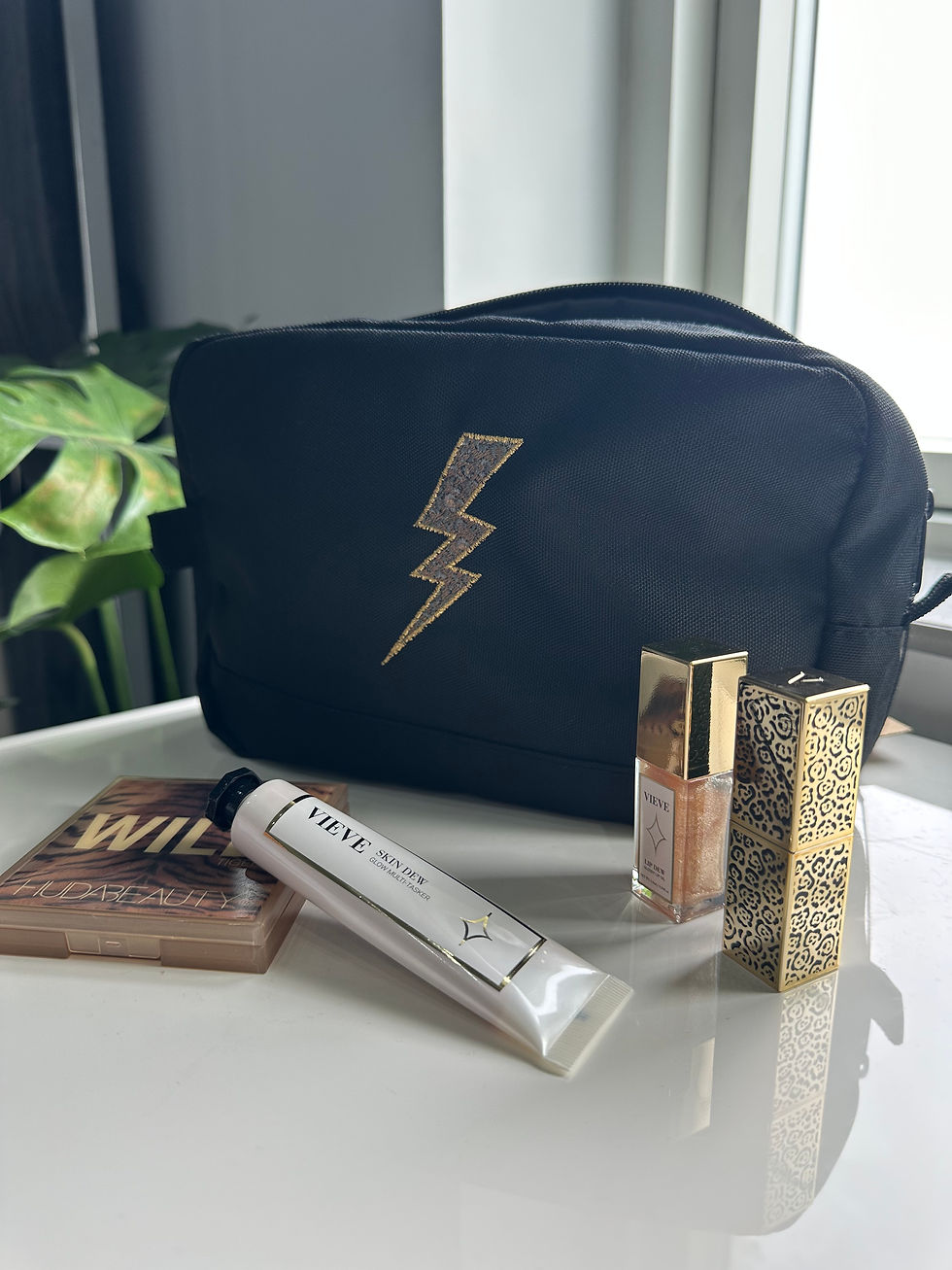 Thumbnail: leopard lightning wash/gym bag - black