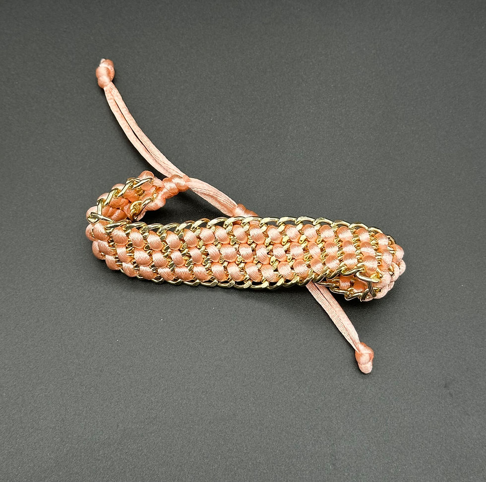 Thumbnail: salmon pink satin cord bracelet