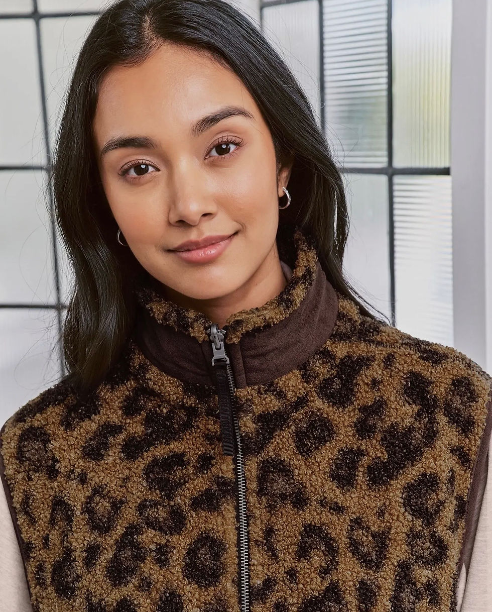 Thumbnail: reversible leopard fleece gilet