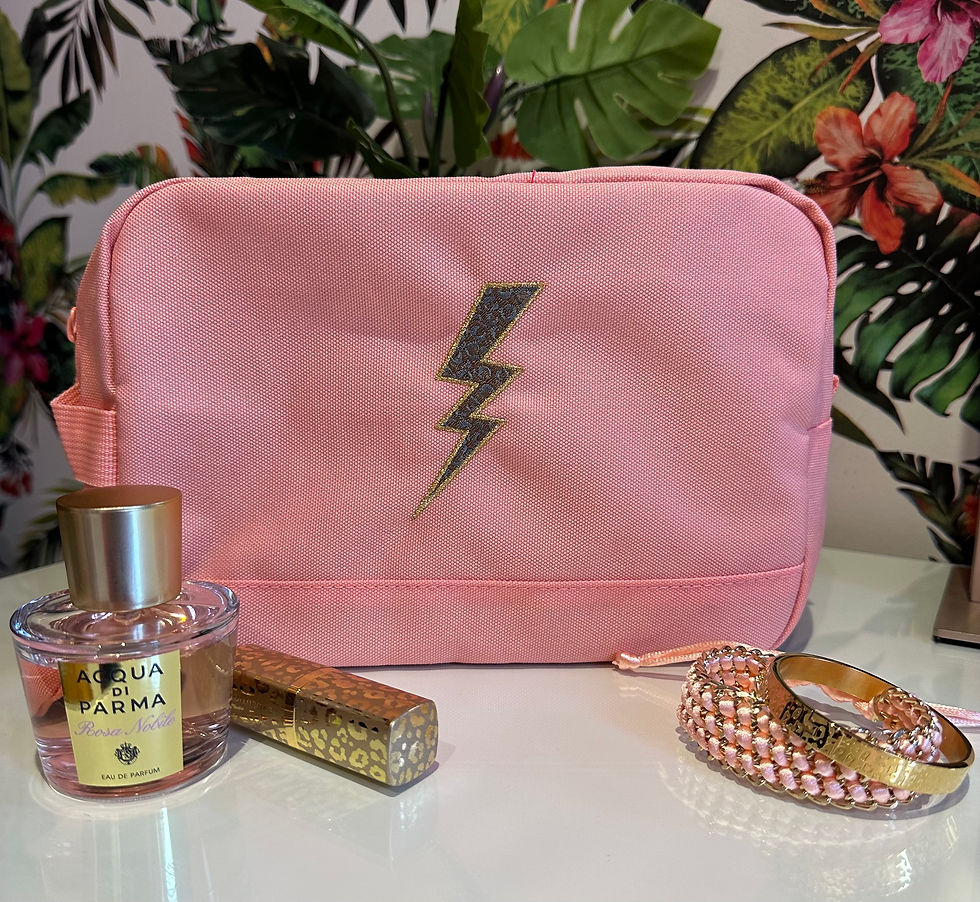 Thumbnail: leopard lightning wash/gym bag - salmon pink