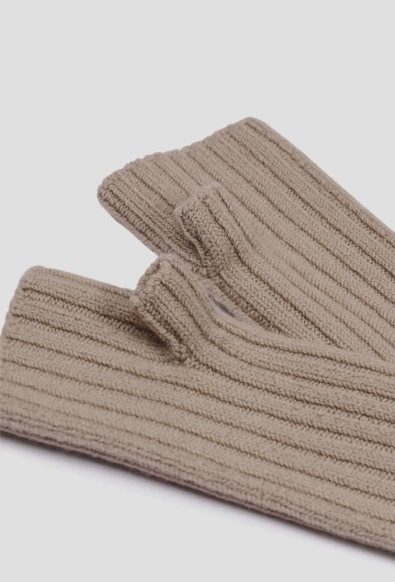 merino wool fingerless gloves - taupe