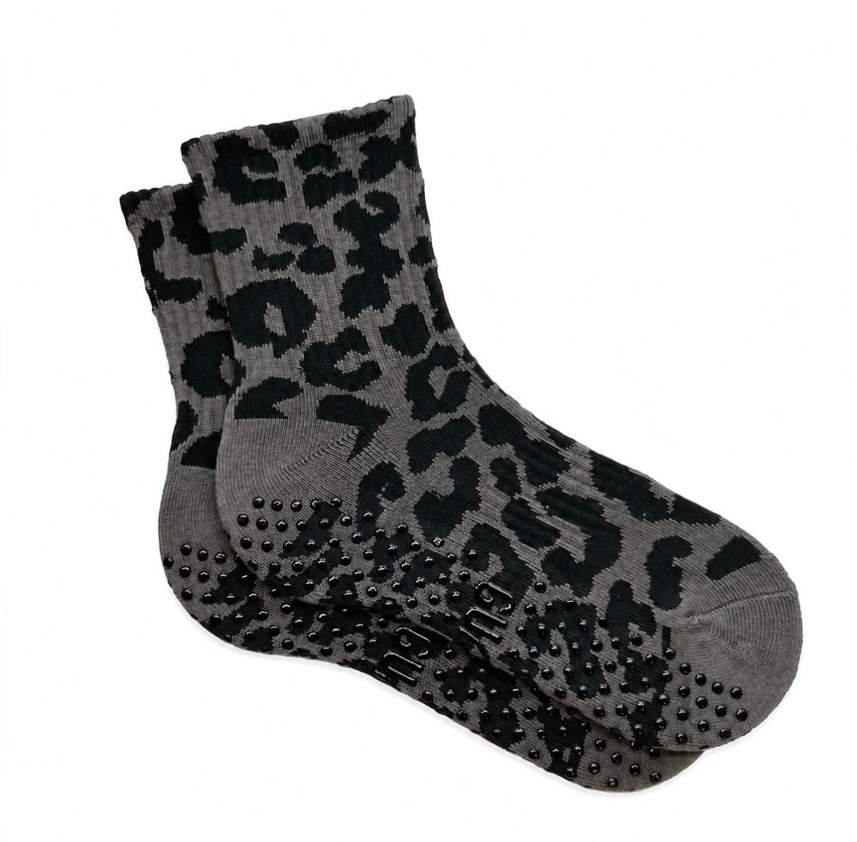 grip socks - grey leopard