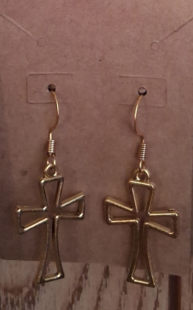 Thumbnail: Handmade 18K Gold-Plated Cross Earrings