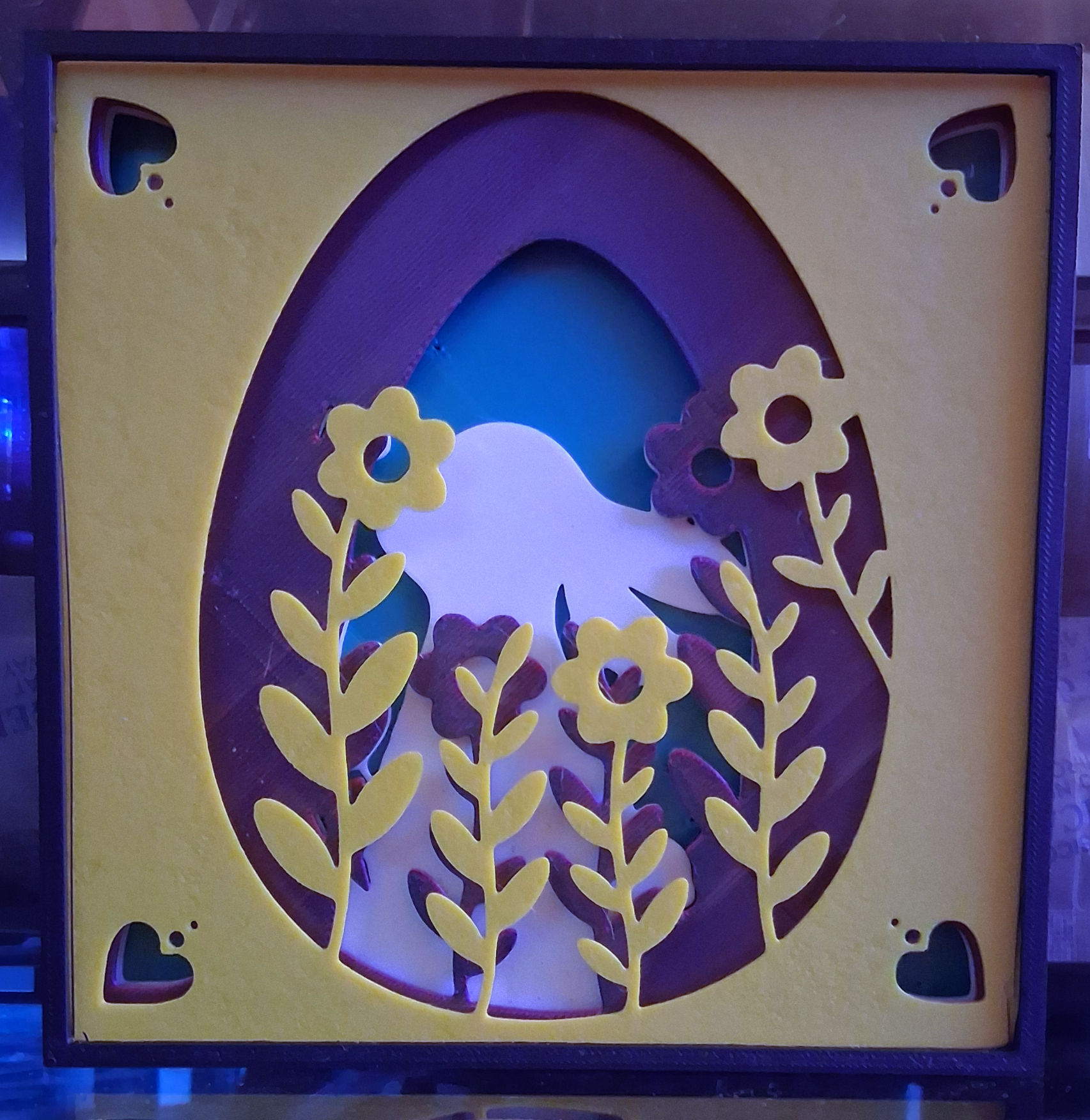 Easter Bunny & Spring Flowers Shadowbox