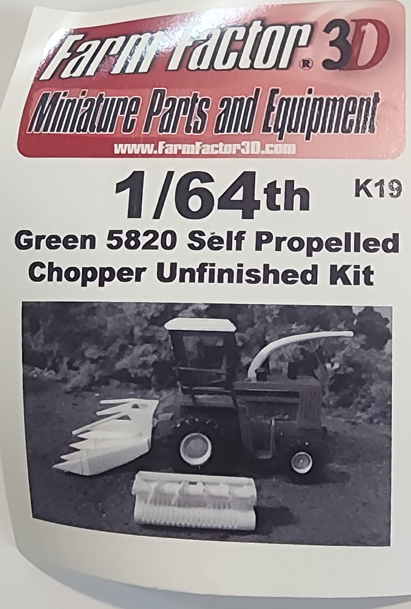 1/64 3D Printed Green 5820 Self Propelled Chopper Unfinished Kit