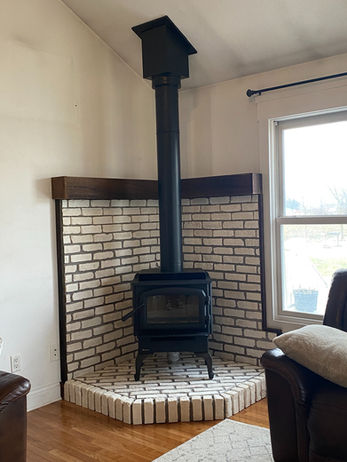 Corner Wood Stove Fireplace Installation