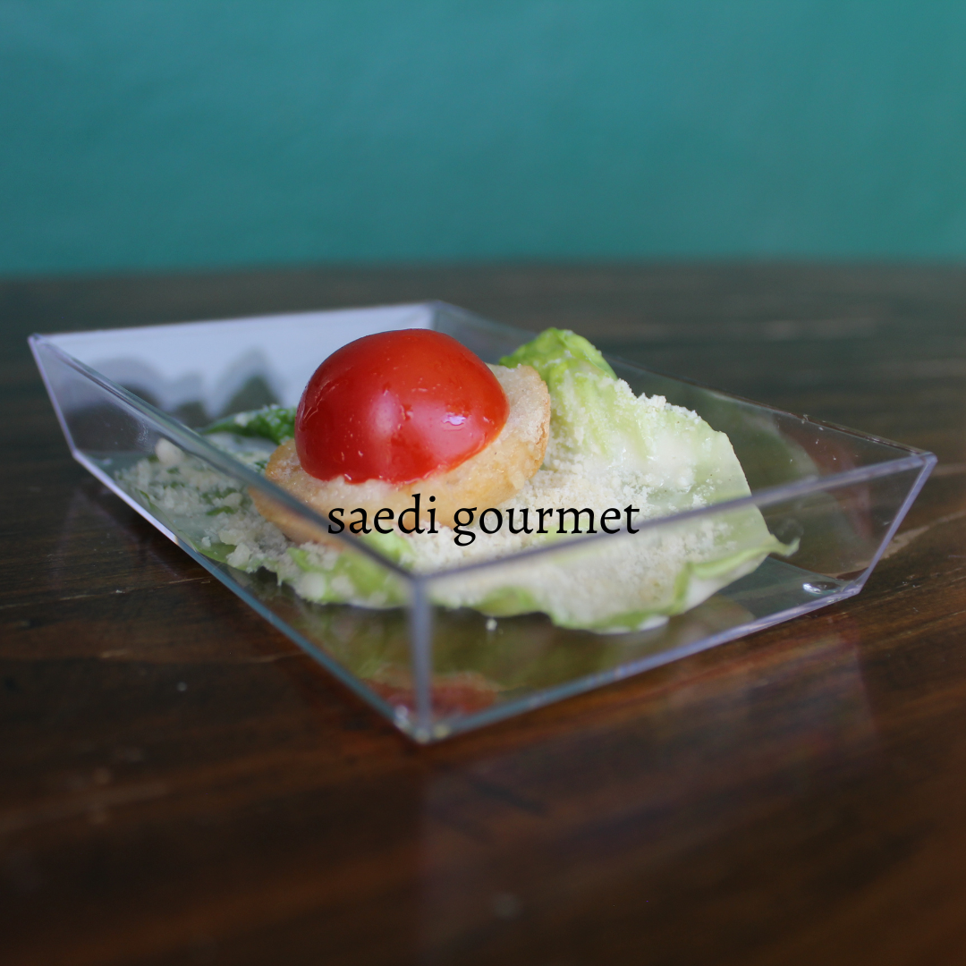 Platito para postre rectangular de poliestireno