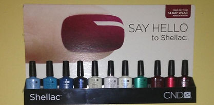 Display of eleven Shellac Polish Colours from CND