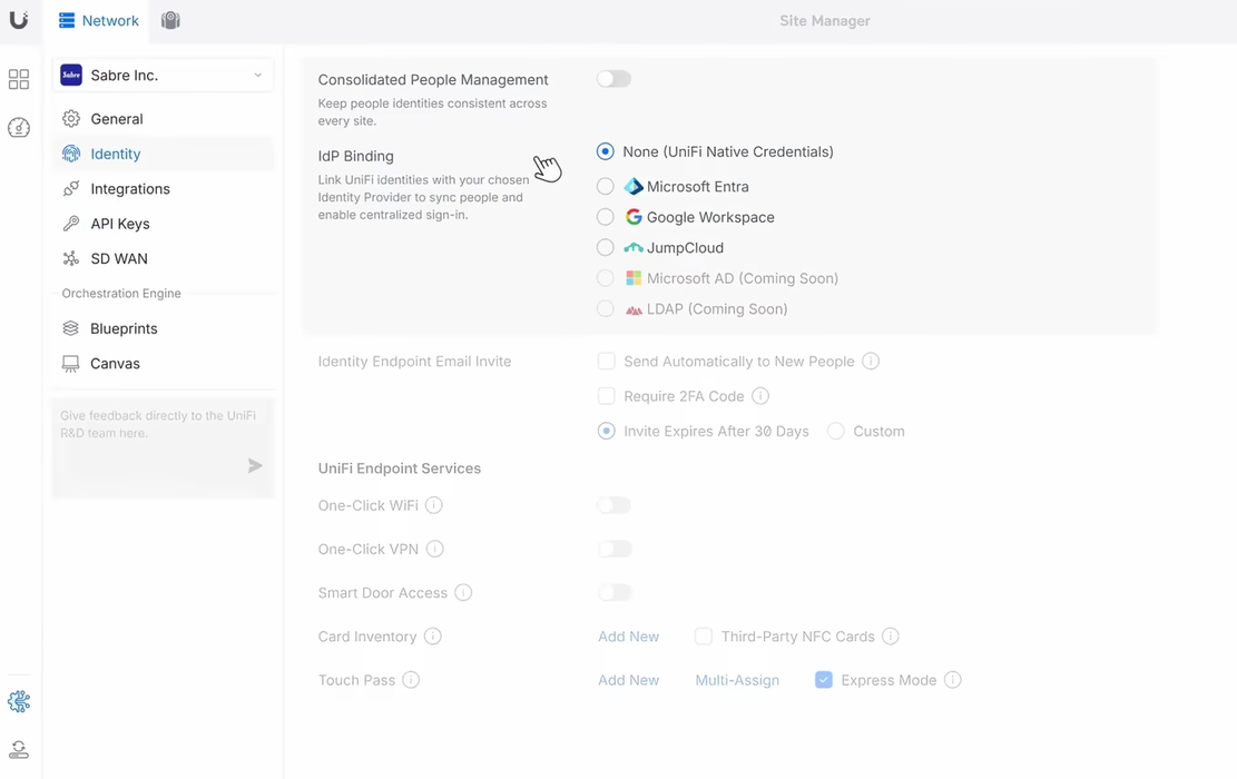 integrations screen shot