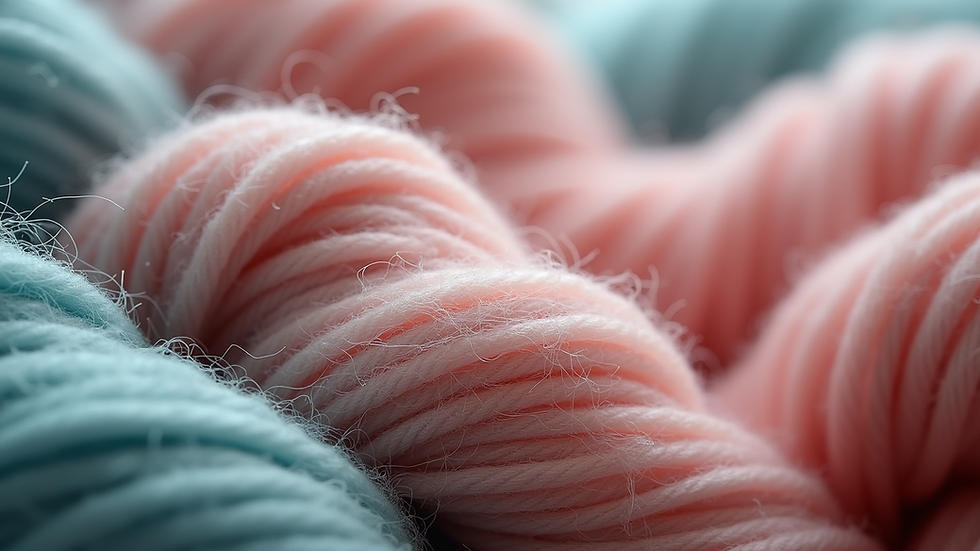 Close-up view of sustainable nylon yarn fibers