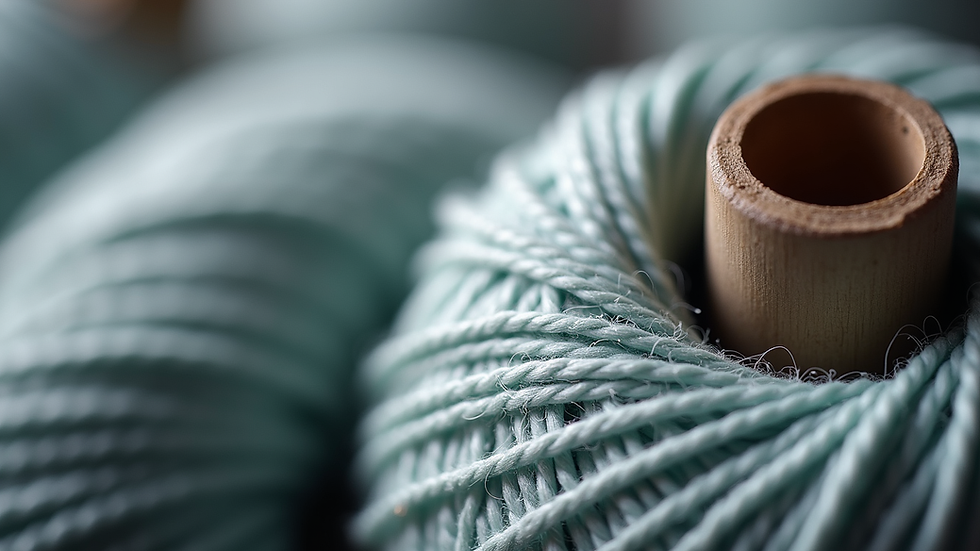 Close-up view of covered nylon yarn showing core and wrapping fibers