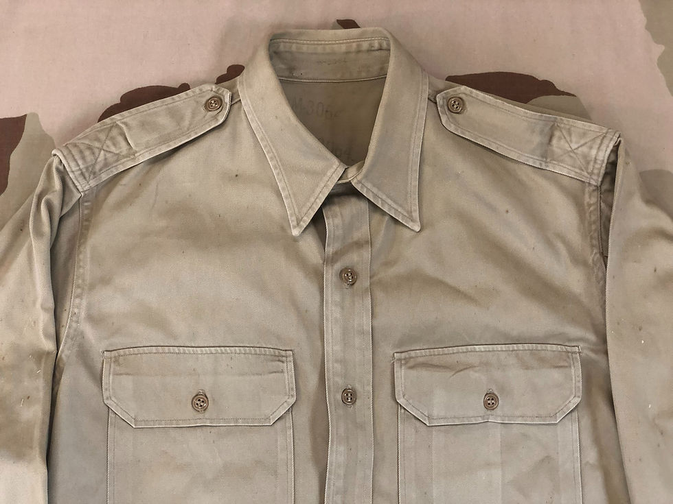 Thumbnail: Korean War Khaki Tan Cotton Fatigue Long Sleeve Field Shirt