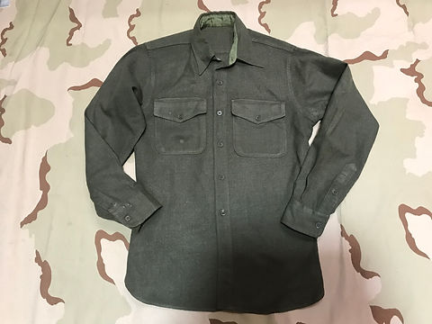 Flannel Dress Wool Shirt , Green USMC
