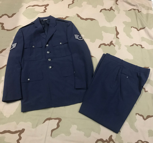 usaf dress blues U.S. Air Force Korean War Era Service Uniform Serge Blue 84 Cap GRANDPOPSARMYNAVY USAF MEN'S ENLISTED SERVICE DRESS