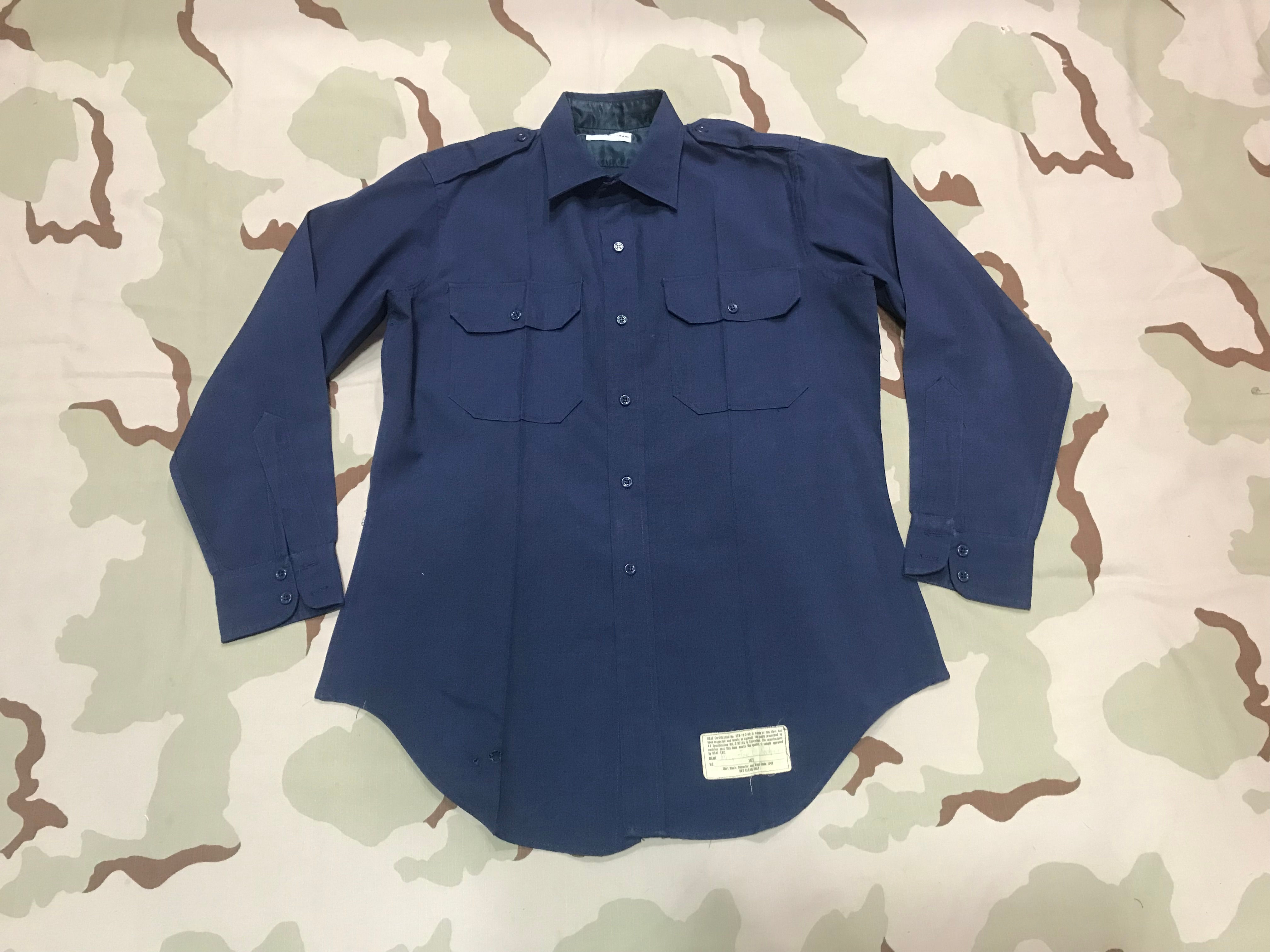 US Air Force Vintage Tropical Blue Long Sleeve Dress Shirt