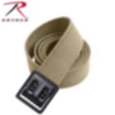 Military Khaki Cotton Web Belt w/ Open Face Buckle