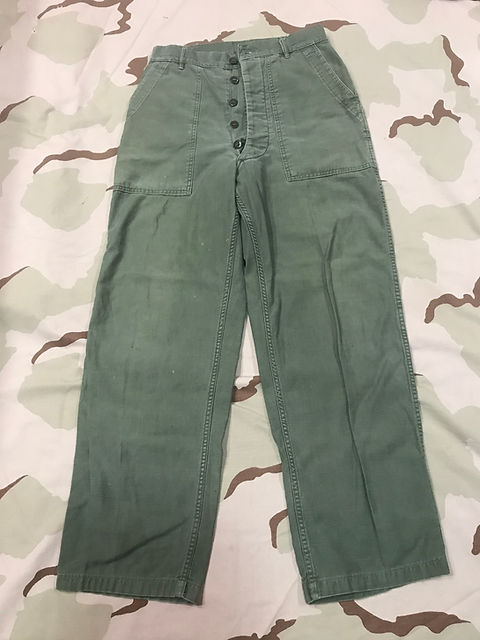 パンツ TROUSERS, COTTON SATEEN, OG-107 70s US Army Vietnam OG-107 Trousers Cotton Sateen: Button front | Army