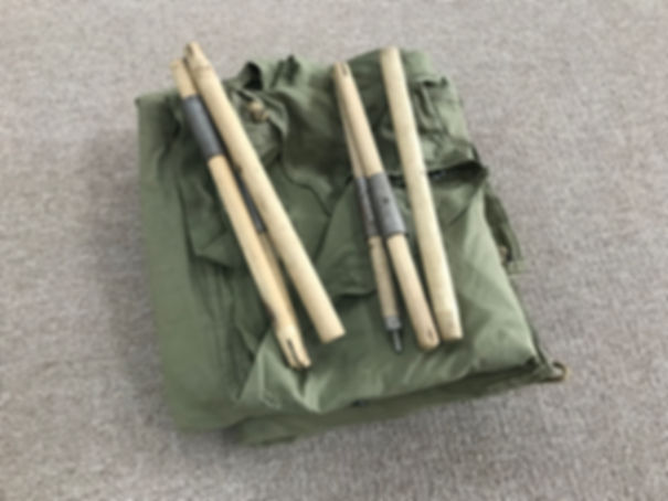 WW2 Canvas Complete Pup Tent : 2 Shelter Halves w. Poles